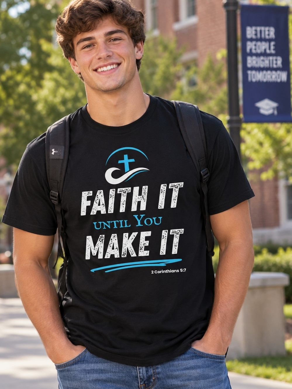 Faith It Until You Make It Christian Graphic T-Shirt